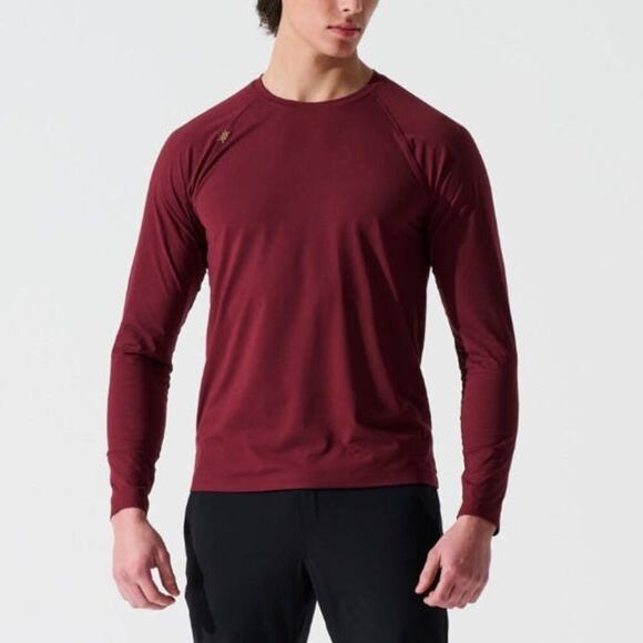 Rhone Reign Burgundy Long Sleeve Soft Sweat Wicking Top Size M - Picture 1 of 6